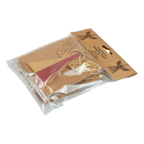 Article Décoration ange de Noël en papier rouge vin rose H12cm 4pcs