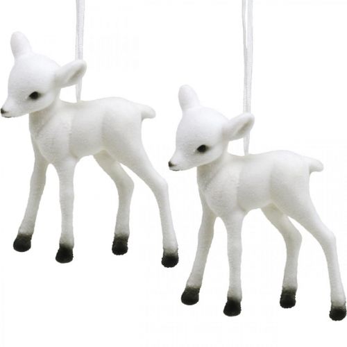 Article Décoration de Noël rennes floqués à suspendre blanc noir 2 pièces