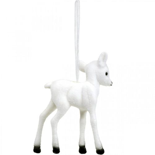 Article Décoration de Noël rennes floqués à suspendre blanc noir 2 pièces