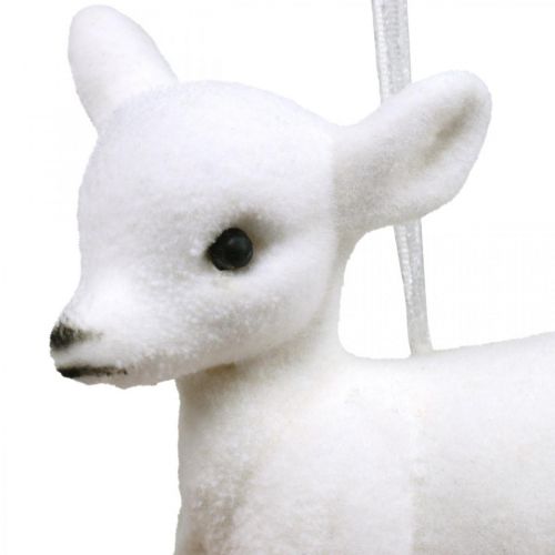 Article Décoration de Noël rennes floqués à suspendre blanc noir 2 pièces