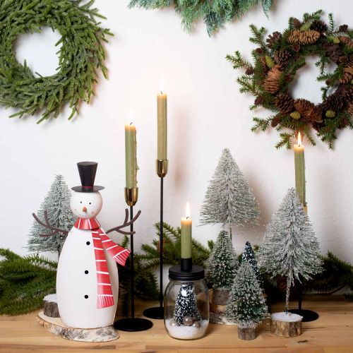 Article Décoration de Noël, bonhomme de neige avec écharpe, décoration en métal pour l&#39;hiver H33cm