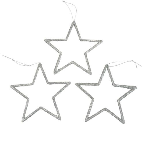 Floristik24 Pendentif étoile de décoration de Noël paillettes argentées 12cm 12 pcs