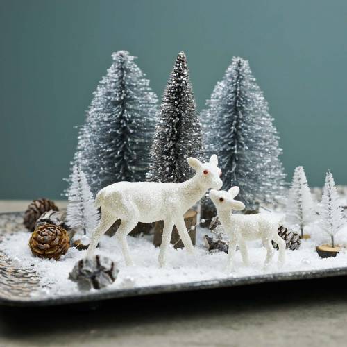Floristik24 Décoration de Noël sapin argenté avec paillettes 6pcs