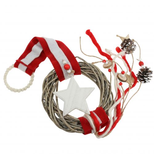 Floristik24 Couronne de Noël aux fenêtres à suspendre rouge, blanc Ø20cm L98cm