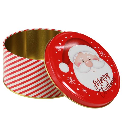 Article Boîtes de Noël Métal Rondes Rouge Blanc Ø13,5-19cm Lot de 3