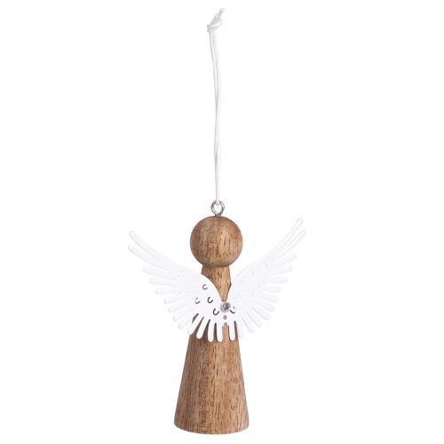 Article Bois d'ange de Noël à suspendre blanc naturel 8cm 6 pcs