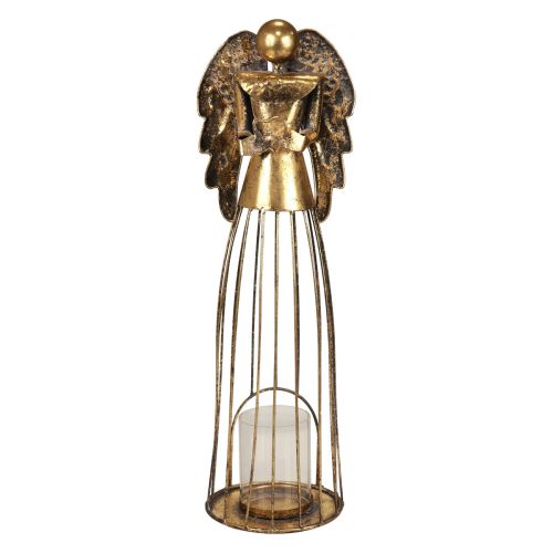 Ange de Noël Noël, bougeoir en métal doré aspect antique 52cm