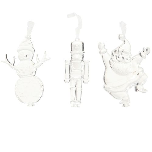 Floristik24 Figurines de Noël décoration d&#39;hiver à suspendre transparente H10cm 3pcs