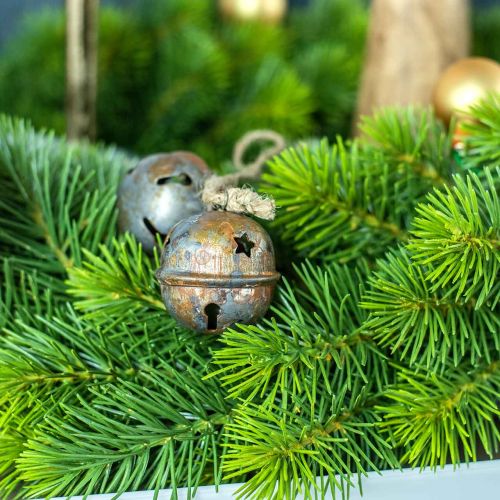 Floristik24 Cloches de Noël, cloches avec étoiles, décoration de l'avent en métal aspect antique H5,5cm Ø5cm 4pcs
