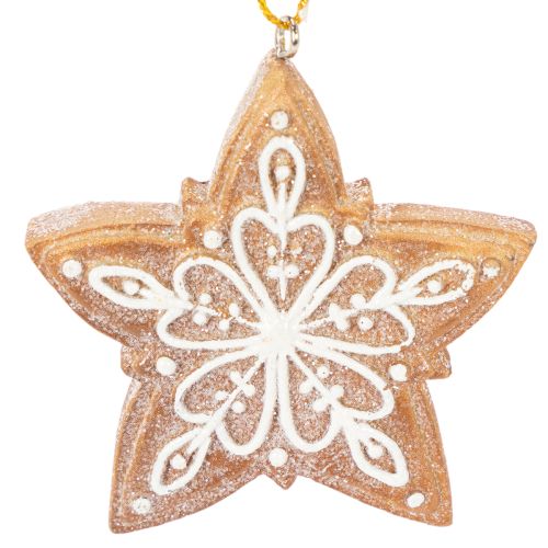 Ensemble de 4 décorations de Noël en plastique en forme de pain d'épices 6 cm avec cordon doré | Floristik24.fr