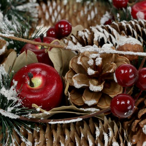 Article Guirlande de Noël avec fruits décoratifs enneigés en Ø33cm