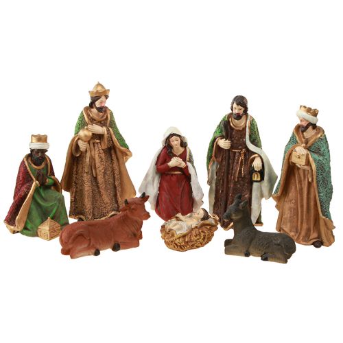Crèche de Noël en polyrésine peinte à la main 8-20 cm 8 pièces