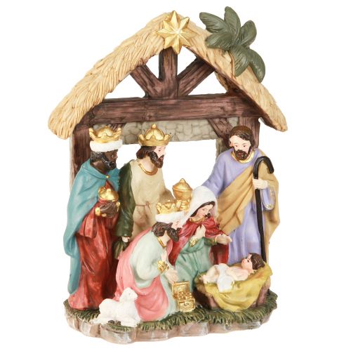 Floristik24 Crèche de Noël avec personnages Crèche de Noël 15,5×7×20cm