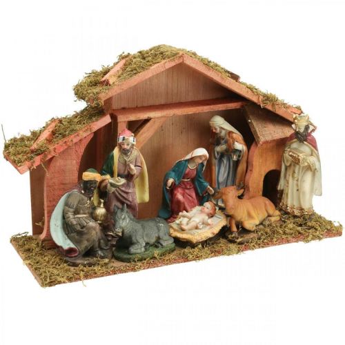 Floristik24 Crèche de Noël avec figurines Ensemble de décoration de Noël pour crèche 40×13×23,5cm