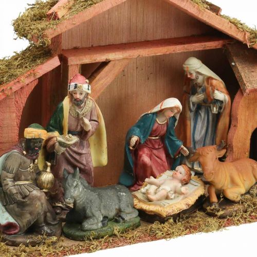 Floristik24 Crèche de Noël avec figurines Ensemble de décoration de Noël pour crèche 40×13×23,5cm