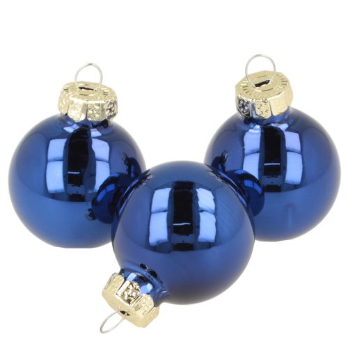 Set de Boules de Noël en Verre Mini 3 cm Bleu, Décoration Intérieure, Lot de 22