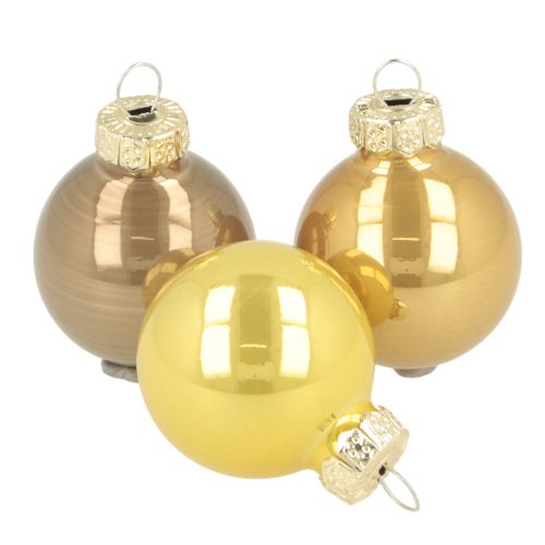 Boules de Noël mini brillantes en verre 3 cm set 22 pièces