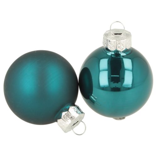 Boules de Noël en verre mat et brillant 4 cm bleu opale, 24 pièces