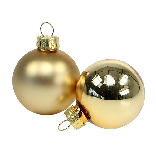 Boule de Noël 4cm or brillant/verre mat 24 pcs
