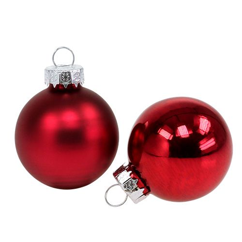 Floristik24 Boule de Noël Ø4cm rouge brillant / mat 24pcs