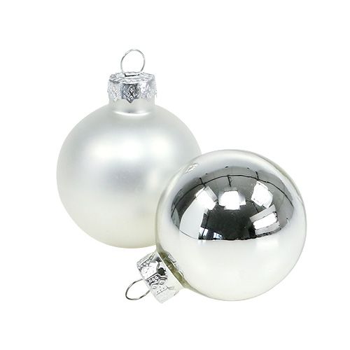 Floristik24 Boule de Noël Ø4cm argent brillant/mat 24 pcs