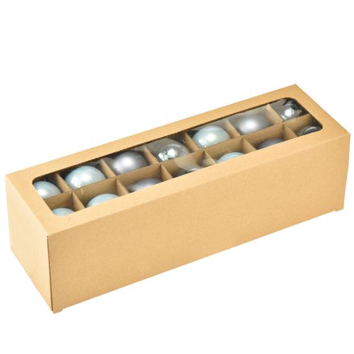 Floristik24 Lot de 24 boules décoratives en verre – bleu-gris, surface mate, brillante, 5 cm