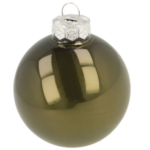 Floristik24 Lot de 2 boules de Noël en verre brillantes de couleur olive et sable avec suspension 5 cm 24 pièces