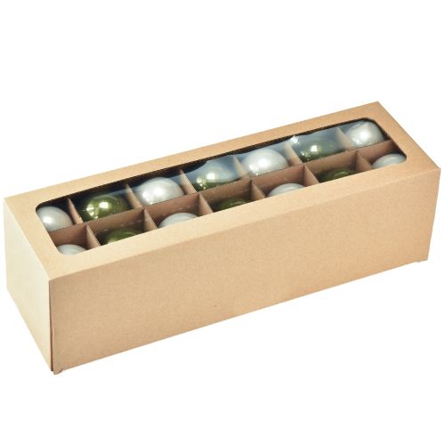 Floristik24 Lot de 2 boules de Noël en verre brillantes de couleur olive et sable avec suspension 5 cm 24 pièces
