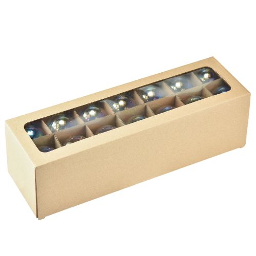 Floristik24 Boule de Noël en verre – nacré transparent avec effet irisé et suspension en métal 5 cm 24 pièces