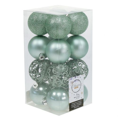 Floristik24 Boule de Noël vert clair Ø6cm 16 pcs
