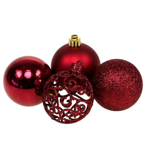 Floristik24 Boule de Noël rouge foncé Ø6cm 16 pcs