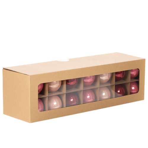 Boules de Noël en verre 6 cm rouges et roses, set de 24 pièces | Floristik24.fr