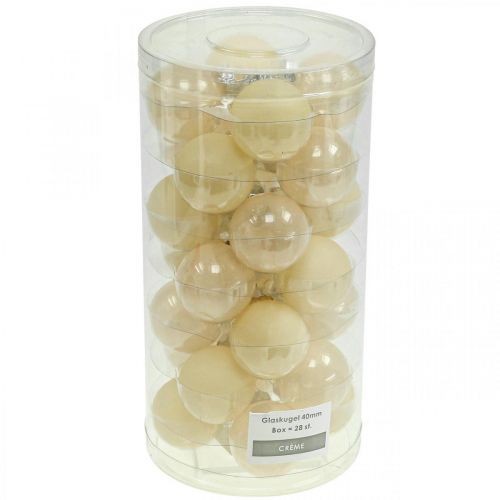 Article Boules de sapin de Noël en verre Boules de Noël crème mix Ø4cm 24 pcs
