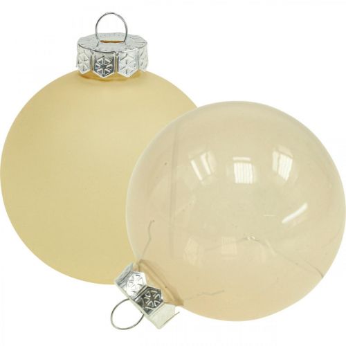 Floristik24 Boules de sapin de Noël en verre Boules de Noël crème mix Ø6cm 24 pcs