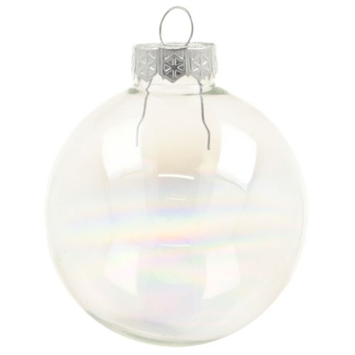 Boule en verre aspect nacre avec reflets irisés 6 cm 24 pièces