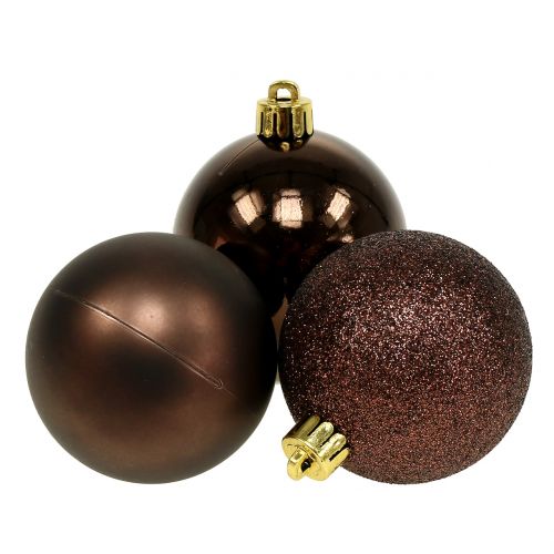 Floristik24 Boules de Noël marron chocolat mix Ø6cm 10pcs