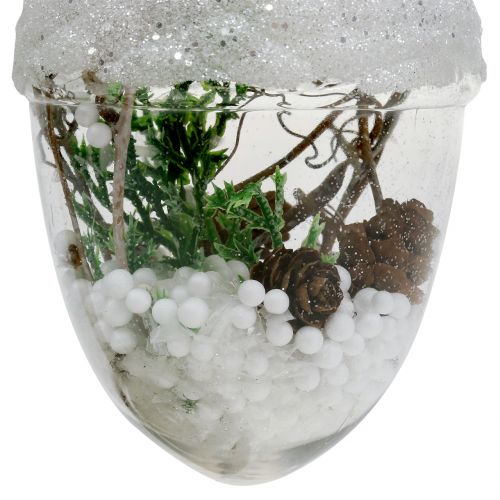 Floristik24 Décoration de sapin Glands de chêne avec neige Ø8cm 2pcs