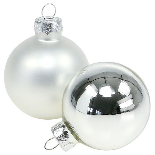 Floristik24 Boule de Noël en verre Ø6cm argent mix 24pcs