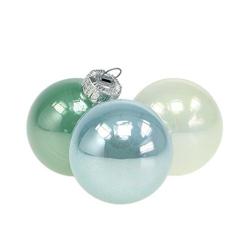 Floristik24 Verre boule de Noël Ø3,5cm menthe asst. 16 pièces