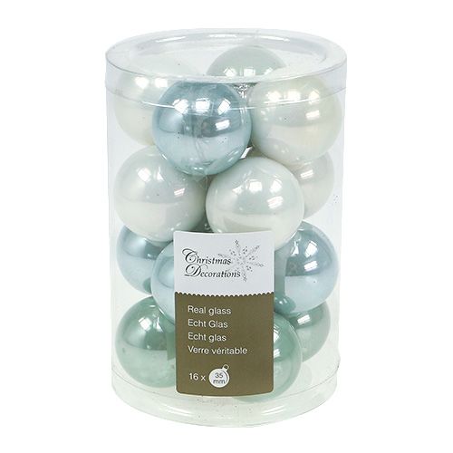 Floristik24 Verre boule de Noël Ø3,5cm menthe asst. 16 pièces