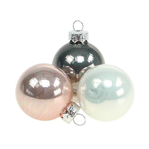 Floristik24 Boule de Noël verre Ø3,5cm rose, gris, crème 16pcs