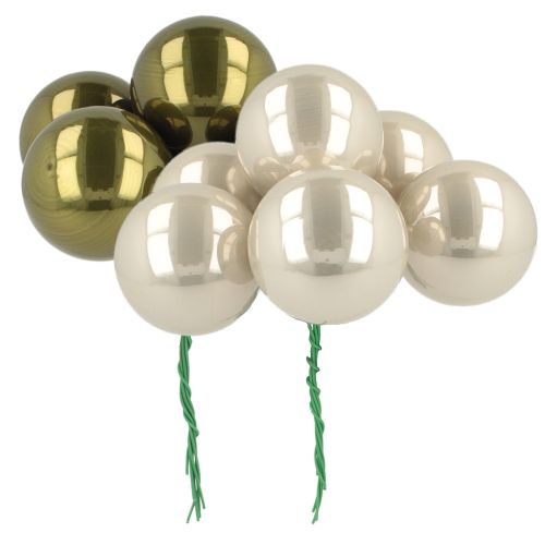 Floristik24 Boule de Noël en verre miroir baies olive argent Ø40mm 32 pcs