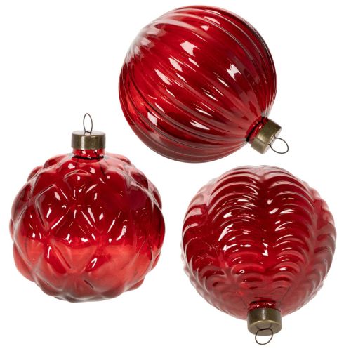 Boules de Noël en Verre Rouge 8 cm Lot de 12 acheter | Floristik24.fr