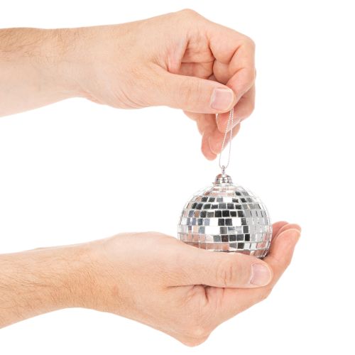 Boules de Noël miroir argenté 7 cm avec cordon - Lot de 6 | Floristik24.fr
