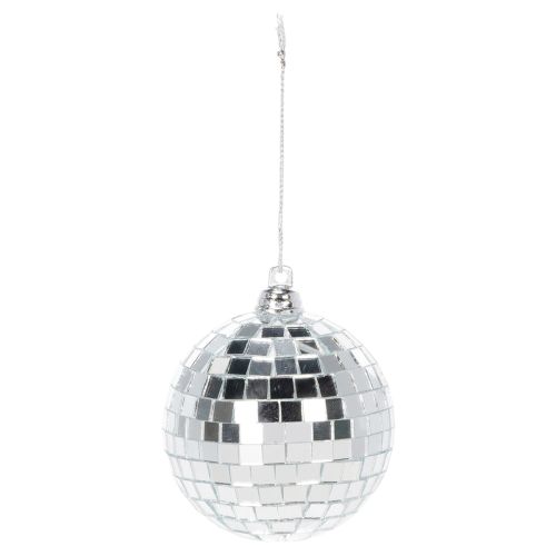 Boules de Noël miroir argenté 7 cm avec cordon - Lot de 6 | Floristik24.fr