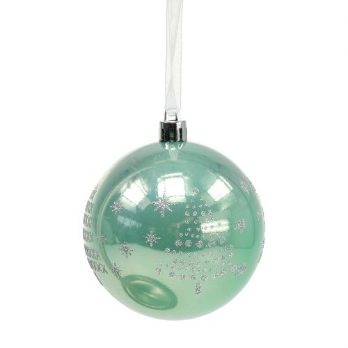 Floristik24 Boule de Noël à paillettes eucalyptus Ø 8 cm 6 p.