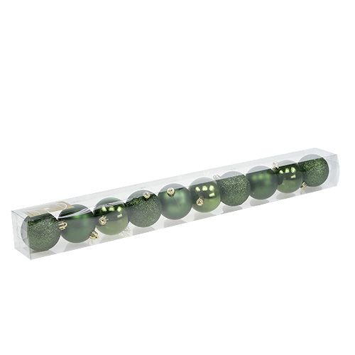 Floristik24 Boule de Noël plastique Ø6cm vert 10p