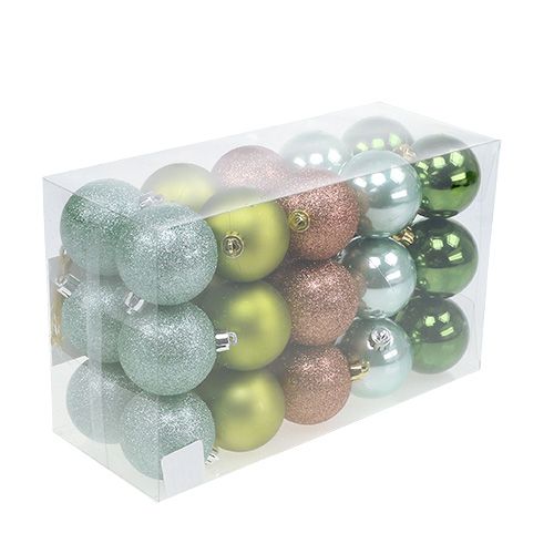 Floristik24 Boule de Noël en plastique Ø6cm cul vert. 30 pièces