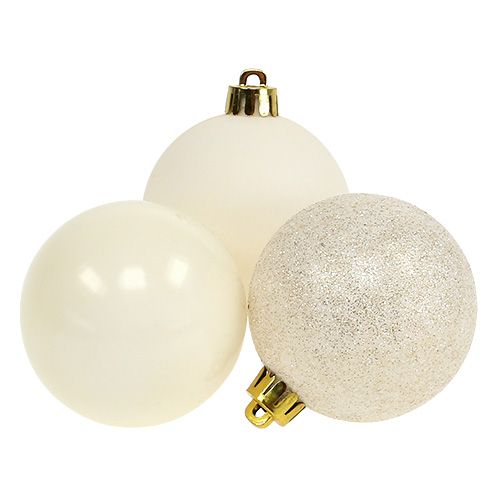 Floristik24 Boule de Noël en plastique crème Ø 60 mm 10 p.