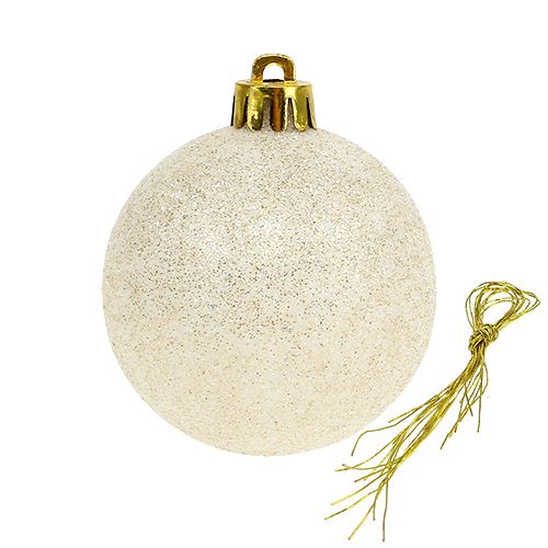 Floristik24 Boule de Noël en plastique crème Ø 60 mm 10 p.